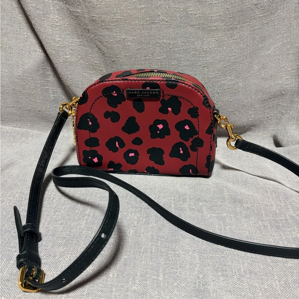 Marc Jacobs Red Leopard Cosmetic Pouch with Black & Pink Accents
